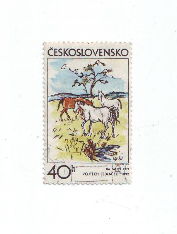 Марка почтовая 40 халиеров из серии Животные, Чехословакия.
