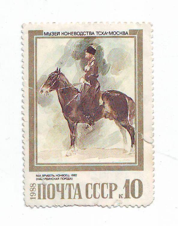Марка почтовая СССР 10 копеек из серии «Музей коневодства ТСХА-Москва».