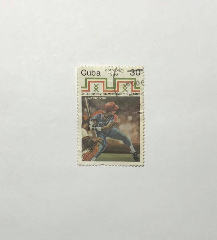 Марка почтовая «Cuba correos, Mexico'90». (Из серии Спорт).