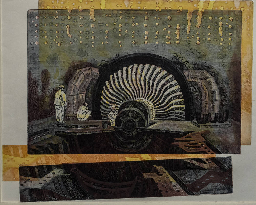 Картина Сборка турбины из серии На атомной станции