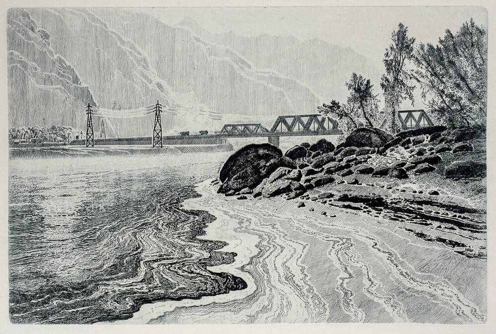 Картина Нижний створ Саяно-Шушенской ГЭС