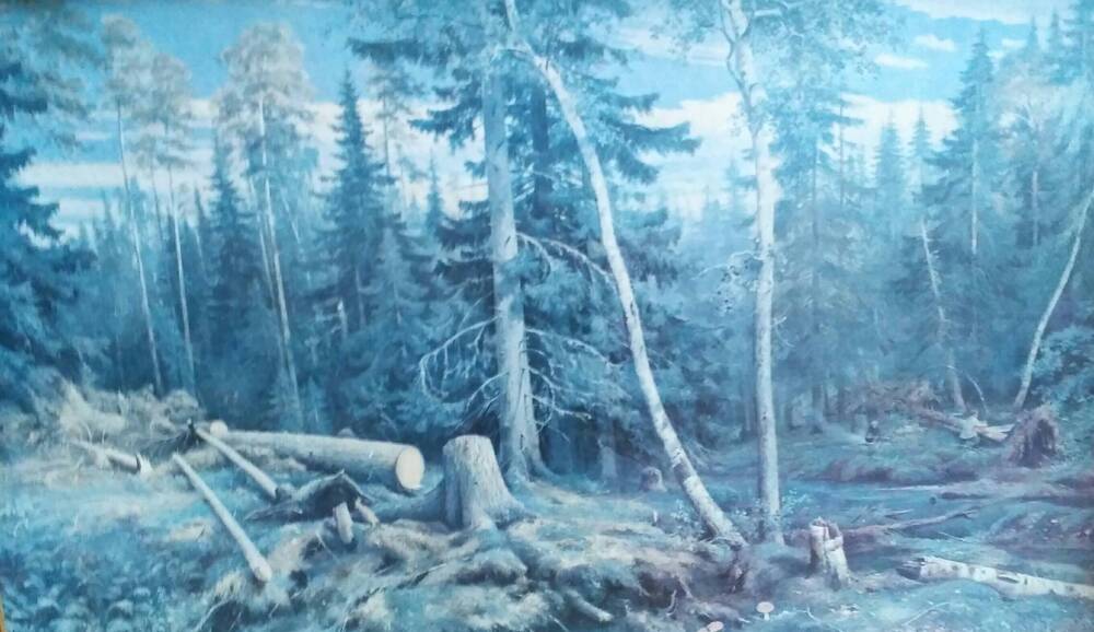 Художественная репродукция художника И. Шишкин Рубка леса