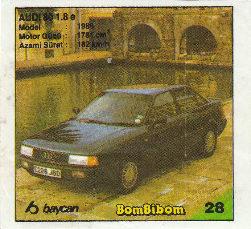 Вкладыш от жевательной резинки BomBibom 1 серия «AUDI 80»