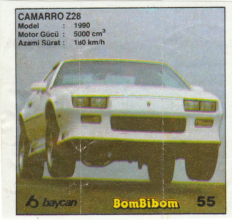 Вкладыш от жевательной резинки BomBibom 1 серия «CAMARO Z28»