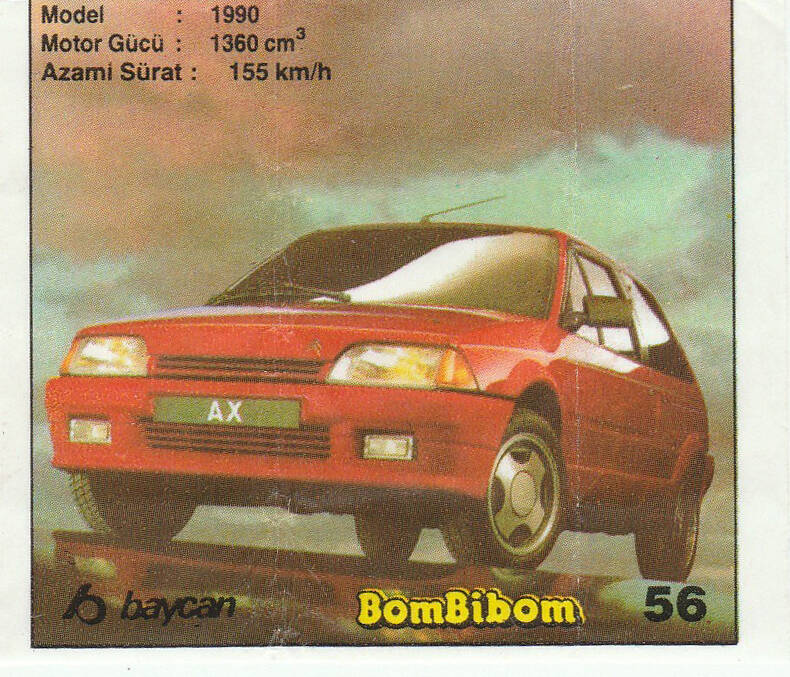 Вкладыш от жевательной резинки BomBibom 1 серия «CITROEN AX»