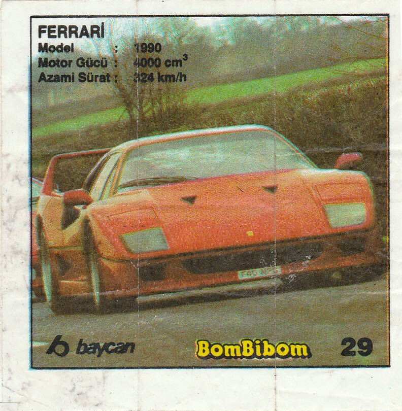 Вкладыш от жевательной резинки BomBibom 1 серия «FERRARI»