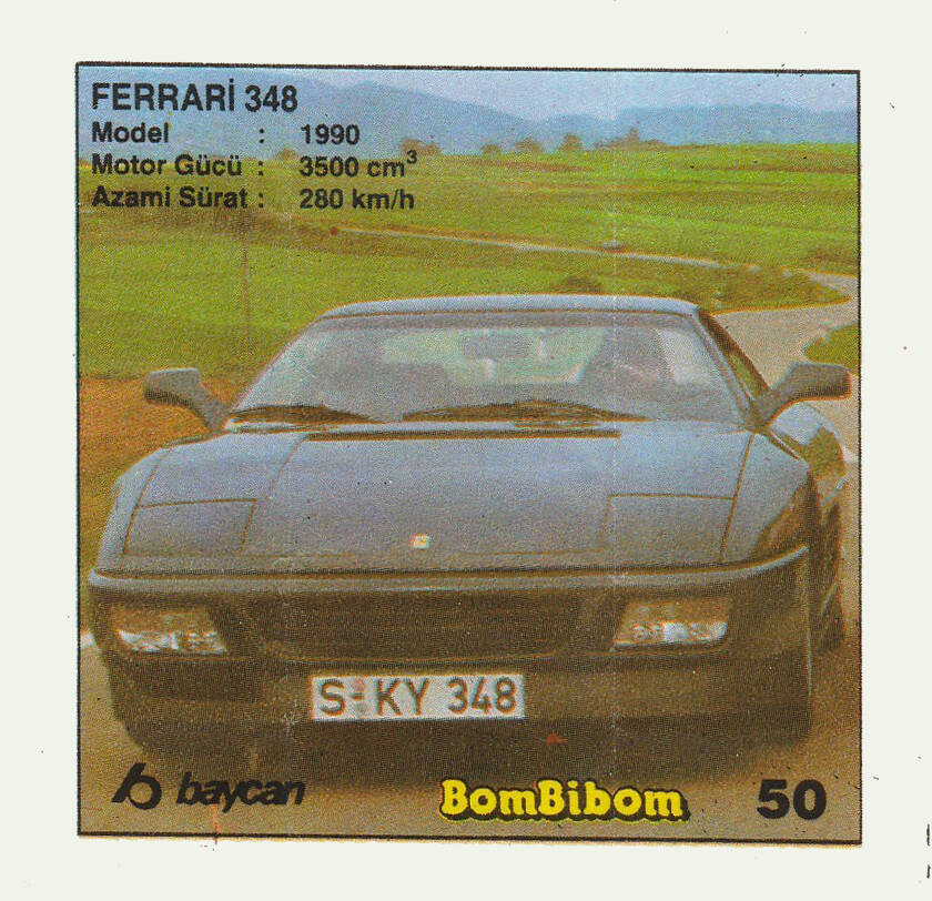 Вкладыш от жевательной резинки BomBibom 1 серия «FERRARI 348»