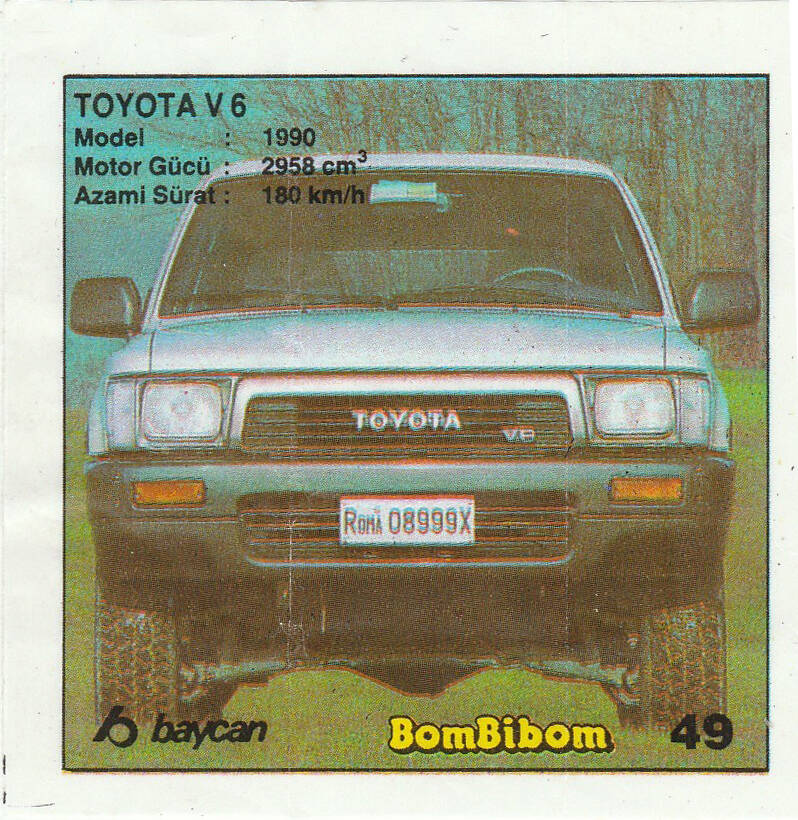 Вкладыш от жевательной резинки BomBibom 1 серия «TOYOTA V 6»