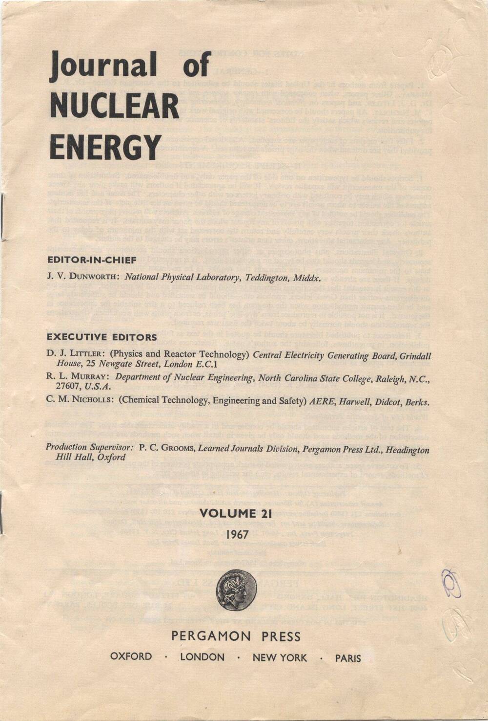 Статья научная (на английском языке). JournaI of NUCLEAR ENERGY. С участием Ф.Х. Насырова.