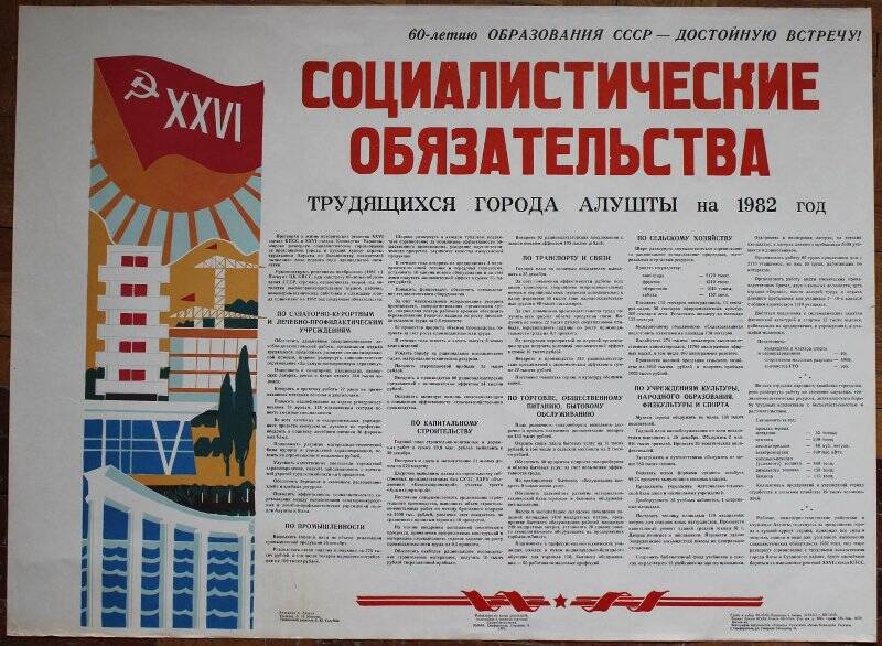 Плакат «Социалистические обязательства трудящихся города Алушты на 1982 год».