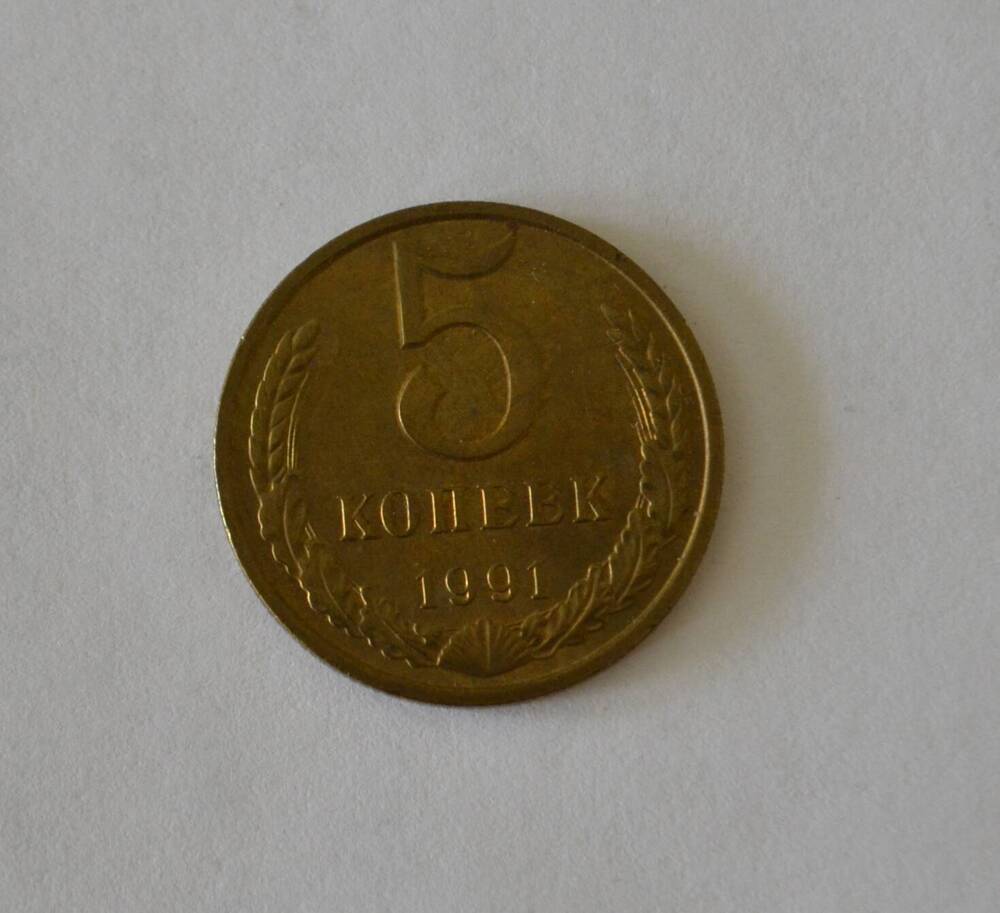 Монета 5 копеек 1991 г.