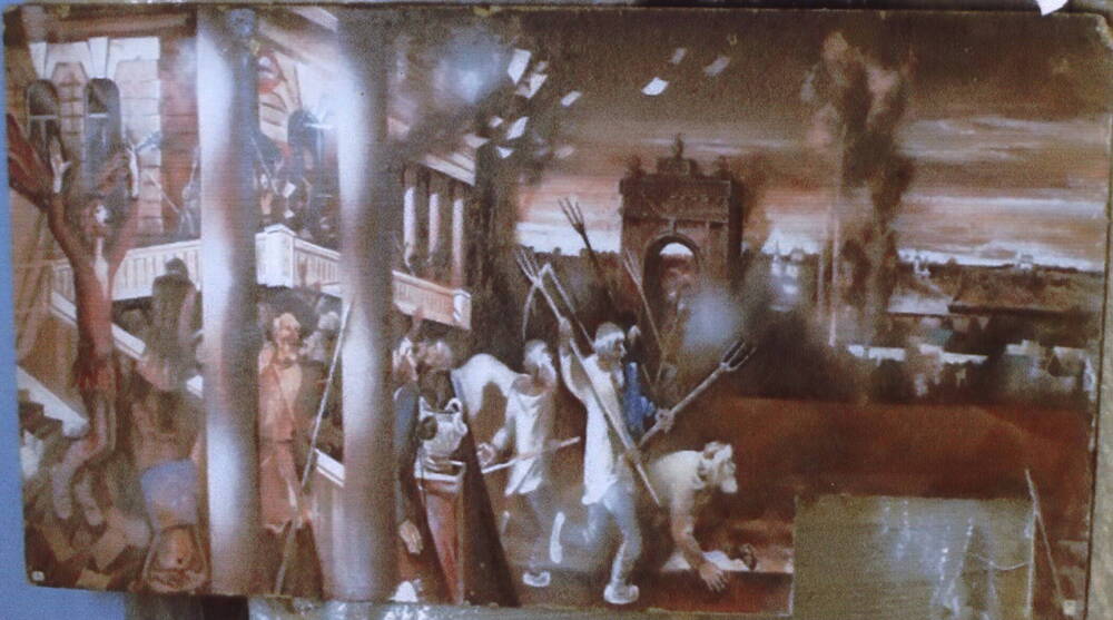 Картина
В.М. Лузанов «Разгром помещичьего имения». Без рамы. Состоит из 2х частей.