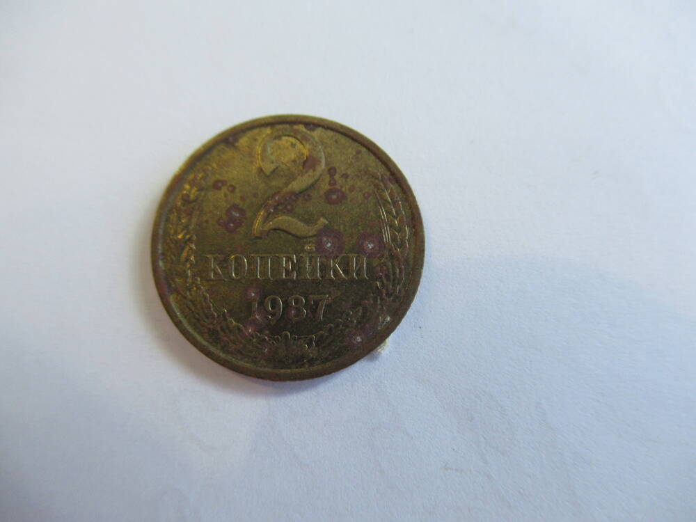 Монета 2 копейки 1987 года.