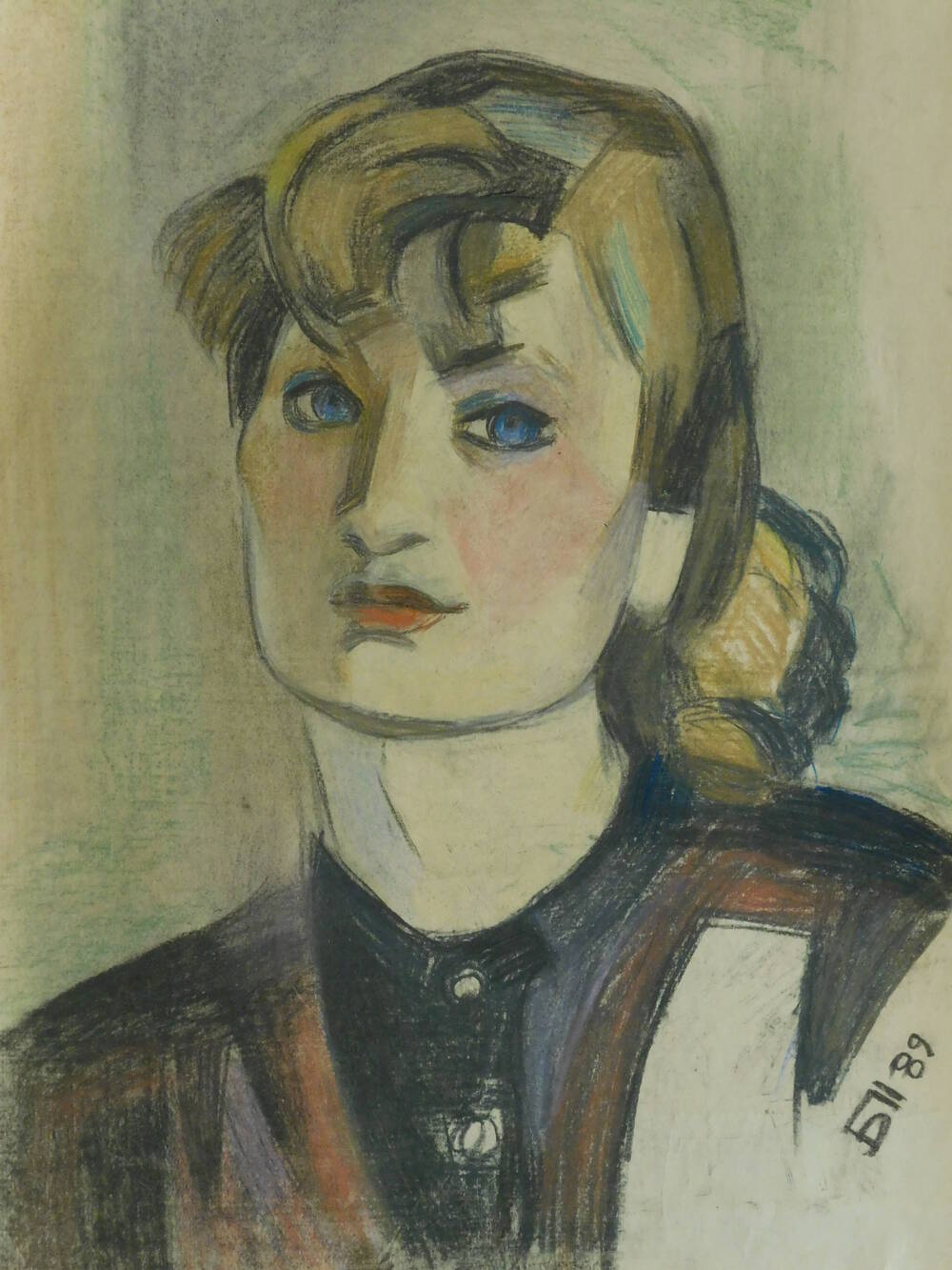 Худ. Павлов Б.С. Без названия (портрет оплечный женщины, с голубыми глазами)