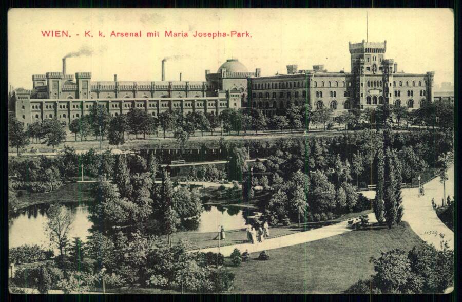 Wien. - K. k. Arsenal mit Maria Josepha-Park. (Вена. Королевский арсенал с парком Марии Жозефы).
