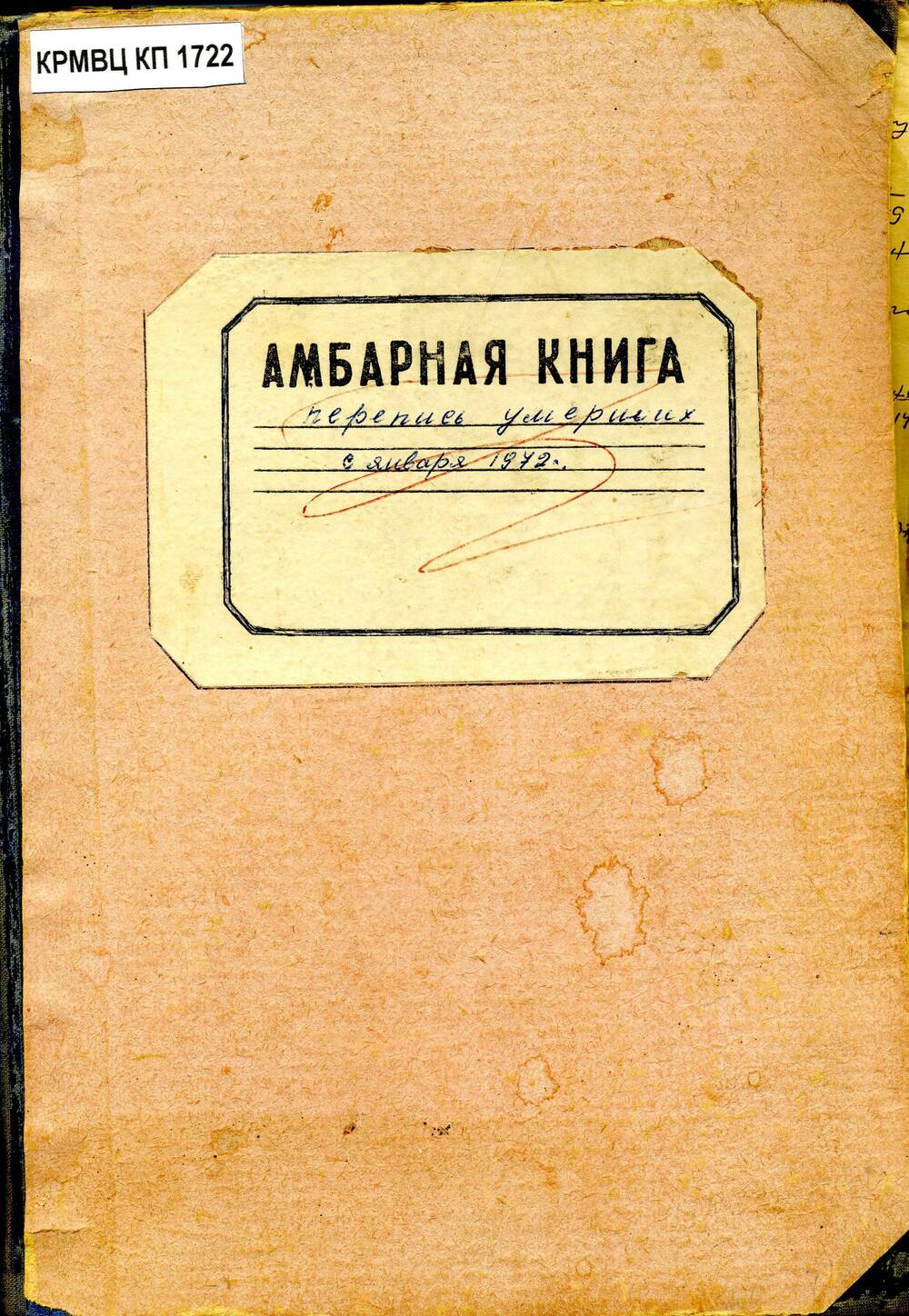 Амбарная книга. Перепись умерших с января 1972 г.