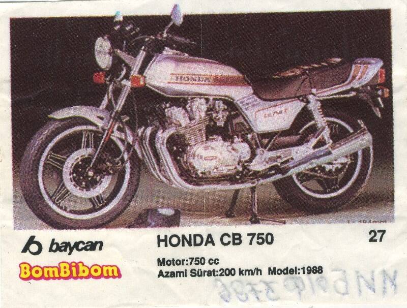 Вкладыш от жевательной резинки BomBibom 2 серия «HONDA CB 750»(27)