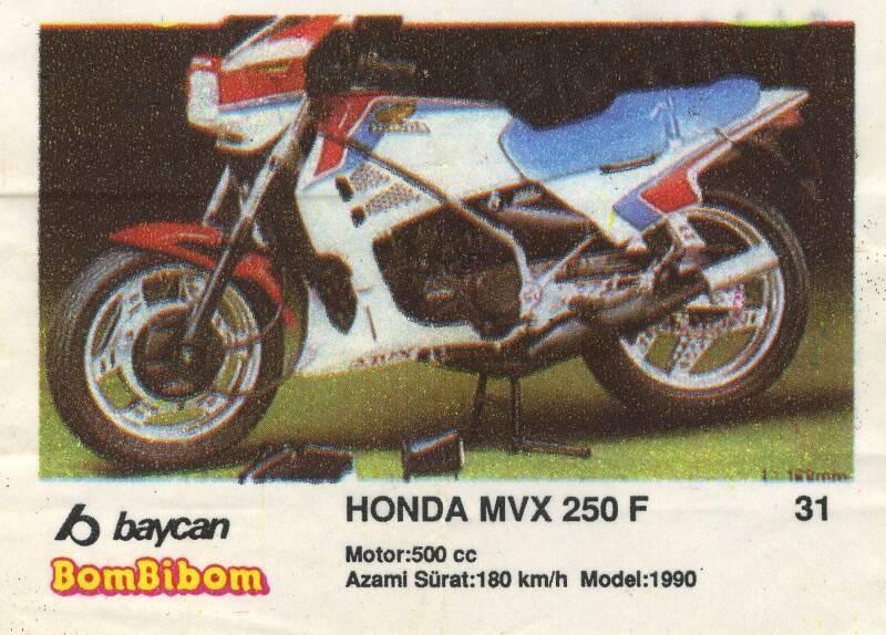 Вкладыш от жевательной резинки BomBibom 2 серия «HONDA MVX 250 F»(31)