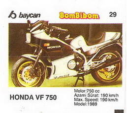 Вкладыш от жевательной резинки BomBibom 2 серия «HONDA VF 750»(29)