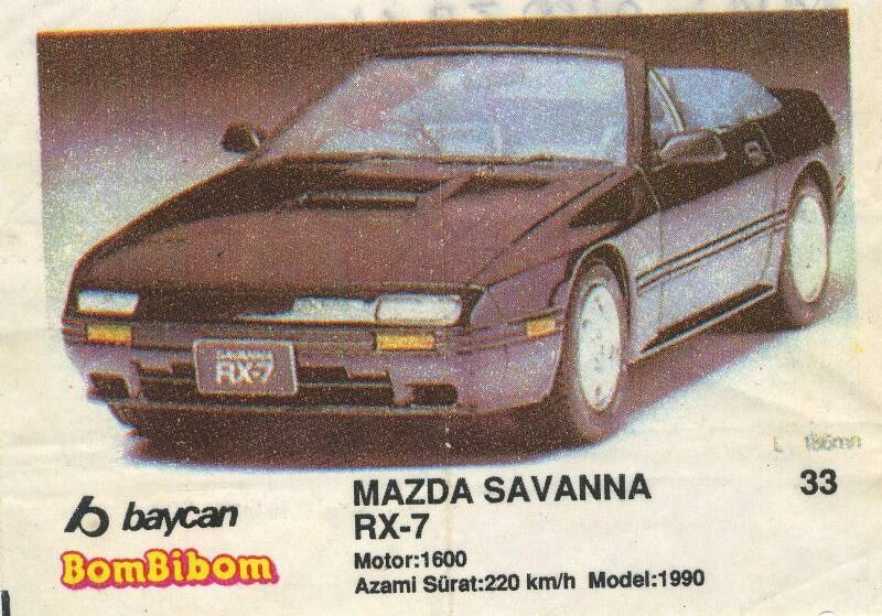 Вкладыш от жевательной резинки BomBibom 2 серия «MAZDA SAVANNA RX-7»(33)