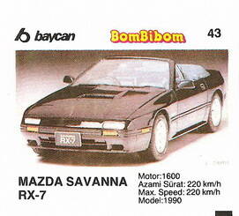 Вкладыш от жевательной резинки BomBibom 2 серия «MAZDA SAVANNA RX-7»(43)