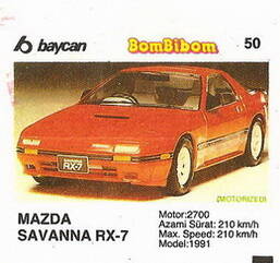 Вкладыш от жевательной резинки BomBibom 2 серия «MAZDA SAVANNA RX-7»(50)