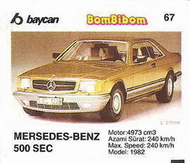 Вкладыш от жевательной резинки BomBibom 2 серия «MERSEDES- BENZ 500 SEC»(67)