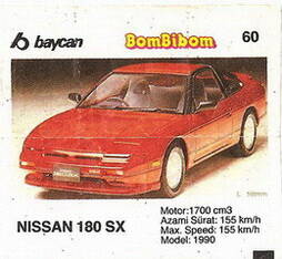 Вкладыш от жевательной резинки BomBibom 2 серия «NISSAN 180 SX»(60)