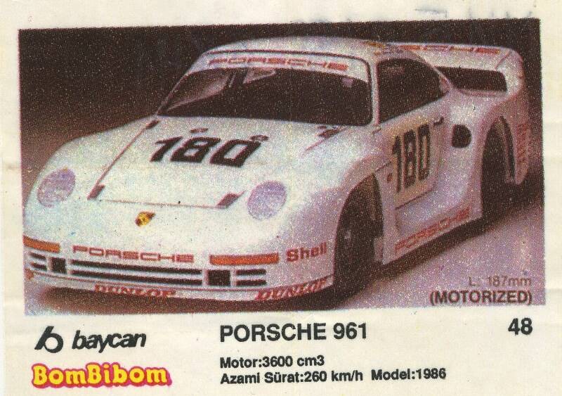 Вкладыш от жевательной резинки BomBibom 2 серия «PORSCHE 961»(48)