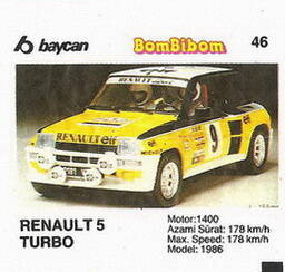 Вкладыш от жевательной резинки BomBibom 2 серия «RENAULT 5 TURBO»(46)