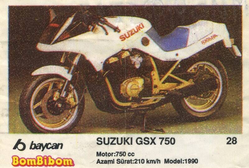 Вкладыш от жевательной резинки BomBibom 2 серия «SUZUKI GSX 750»(28)