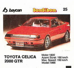 Вкладыш от жевательной резинки BomBibom 2 серия «TOYOTA CELICA 2000 GTR»(25)