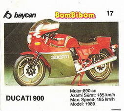 Вкладыш от жевательной резинки BomBibom 2 серия «DUCATI 900»(17)