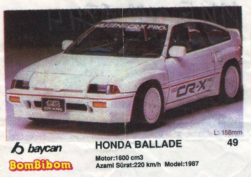 Вкладыш от жевательной резинки BomBibom 2 серия «HONDA BALLADE»(49)