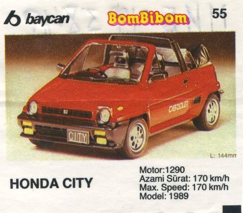 Вкладыш от жевательной резинки BomBibom 2 серия «HONDA CITY»(55)