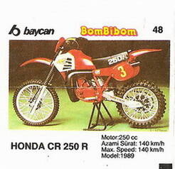 Вкладыш от жевательной резинки BomBibom 2 серия «HONDA CR 250 R»(48)