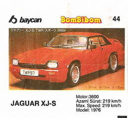 Вкладыш от жевательной резинки BomBibom 2 серия «JAGUAR XJ-S»(44)