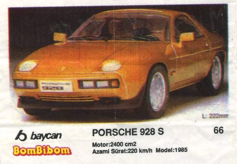 Вкладыш от жевательной резинки BomBibom 2 серия «PORSCHE 928 S»(66)