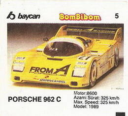 Вкладыш от жевательной резинки BomBibom 2 серия «PORSCHE 962 C»(5)