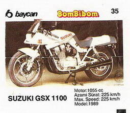 Вкладыш от жевательной резинки BomBibom 2 серия «SUZUKI GSX 1100»(35)