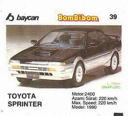 Вкладыш от жевательной резинки BomBibom 2 серия «TOYOTA SPRINTER»(39)