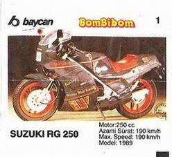 Вкладыш от жевательной резинки BomBibom 2 серия «SUZUKI RG 250»(1)