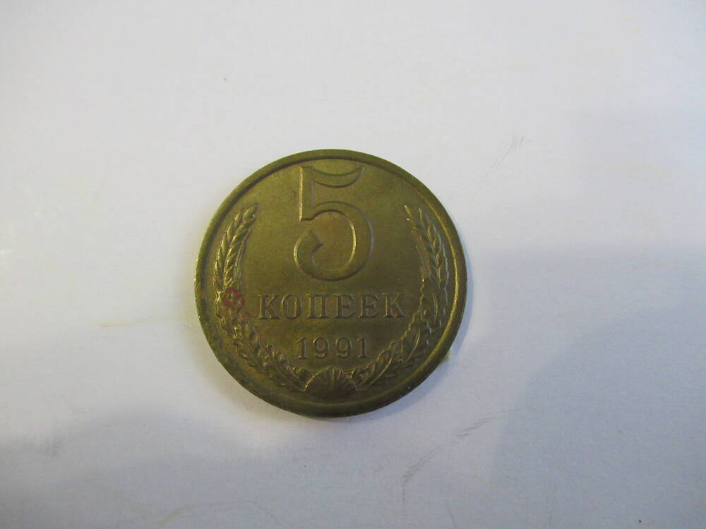Монета 5 копеек 1991 года