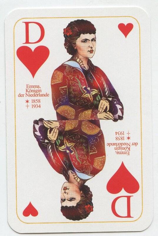 Дама червей. Эмма, королева Нидерландов (1858-1934). Из колоды карт для игры в скат «Вальдек»