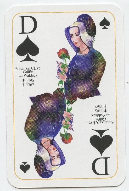 Дама пик. Анна фон Клеве (1495-1567), графиня Вальдекская. Из колоды карт для игры в скат «Вальдек»