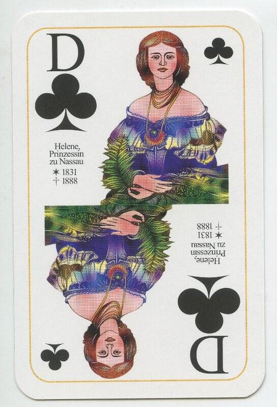 Дама треф. Елена, княгиня Нассау (1831-1888). Из колоды карт для игры в скат «Вальдек»