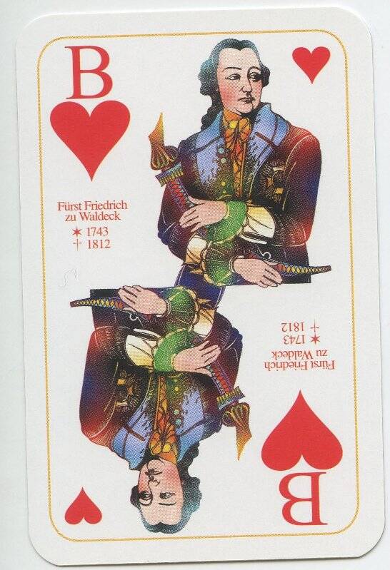 Валет червей. Князь Фридрих Вальдекский (1743-1812). Из колоды карт для игры в скат «Вальдек»
