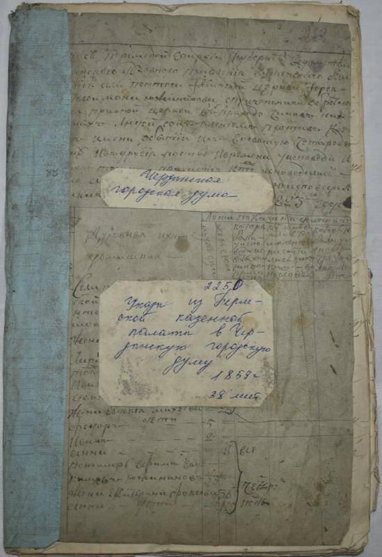 Указы из Пермской казенной палаты в Чердынскую городскую думу