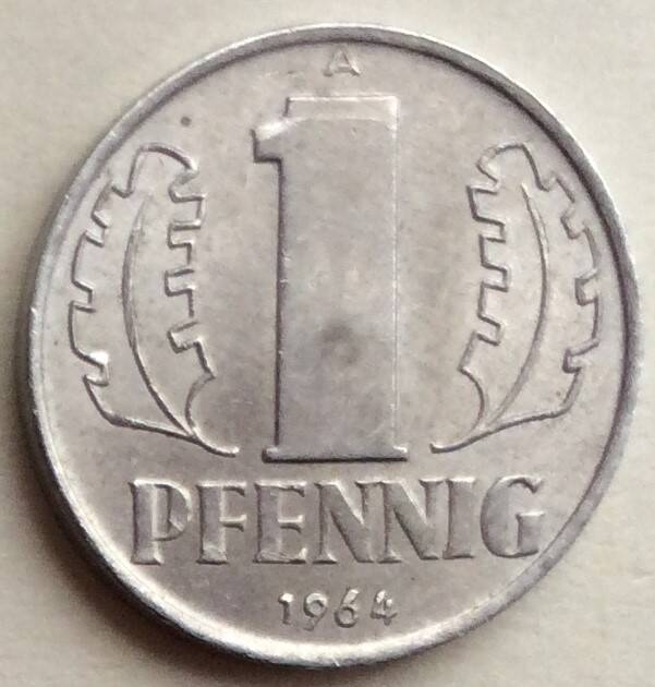 Монета 1 пфенниг, 1964 год, Германская Демократическая Республика