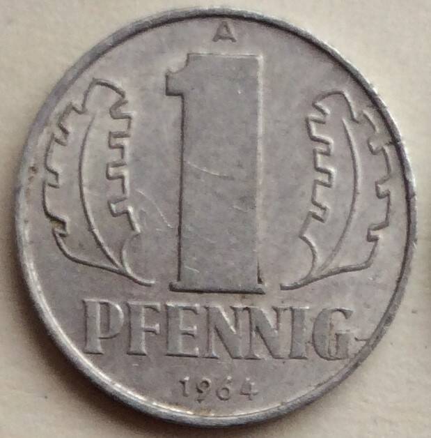 Монета 1 пфенниг, ГДР